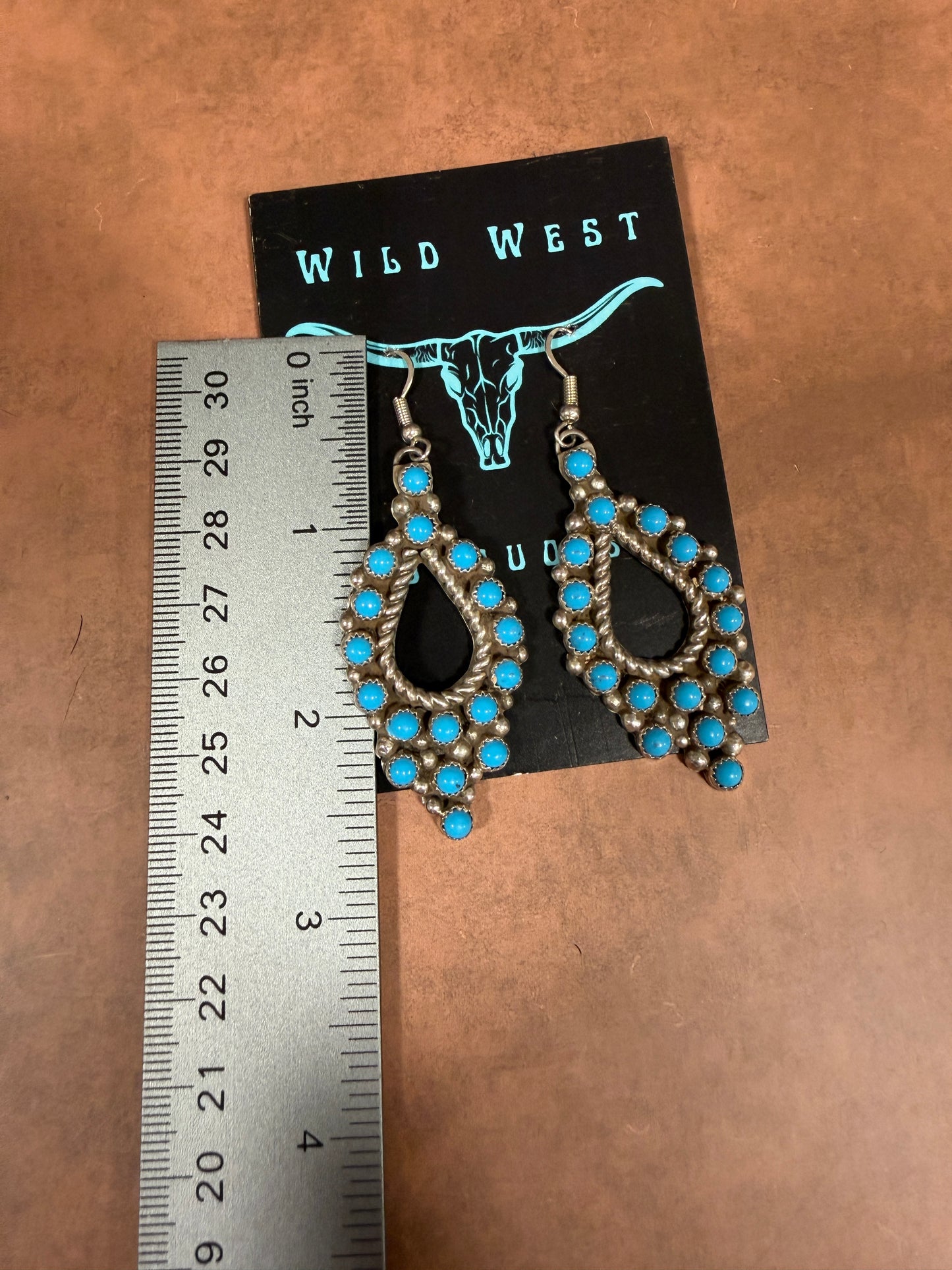 New turquoise cluster dangle statement earrings