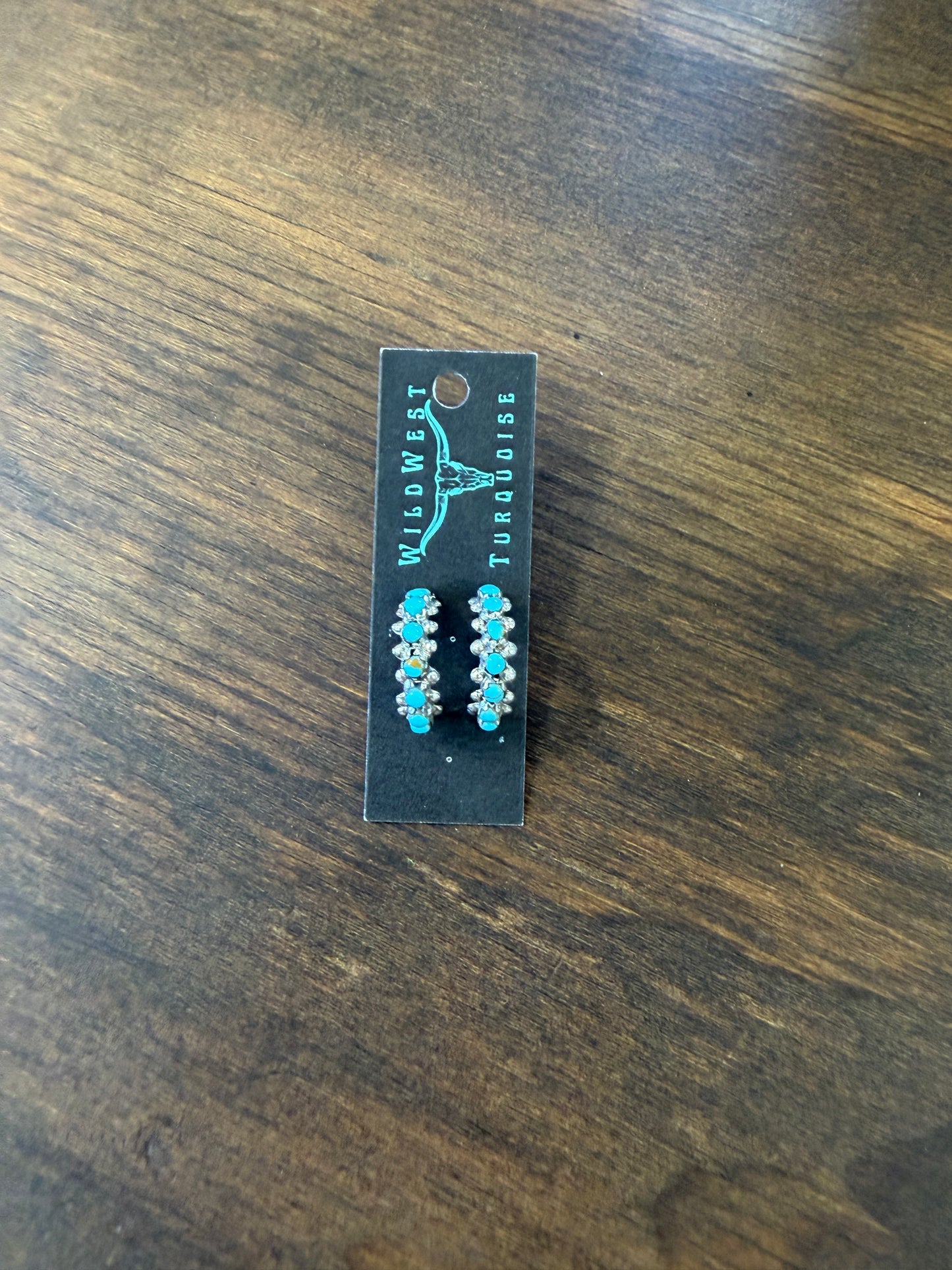 New medium turquoise snake eye 1/2 hoop earrings