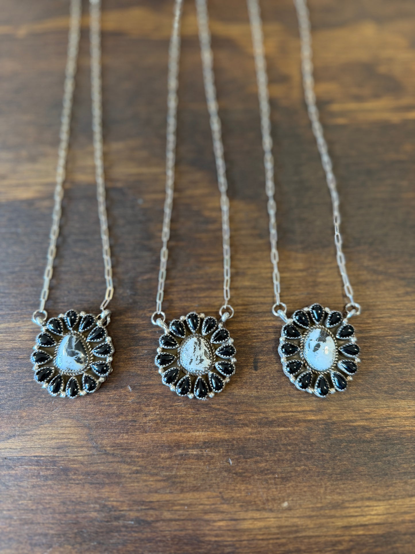 New white buffalo and black onyx cluster bar necklace