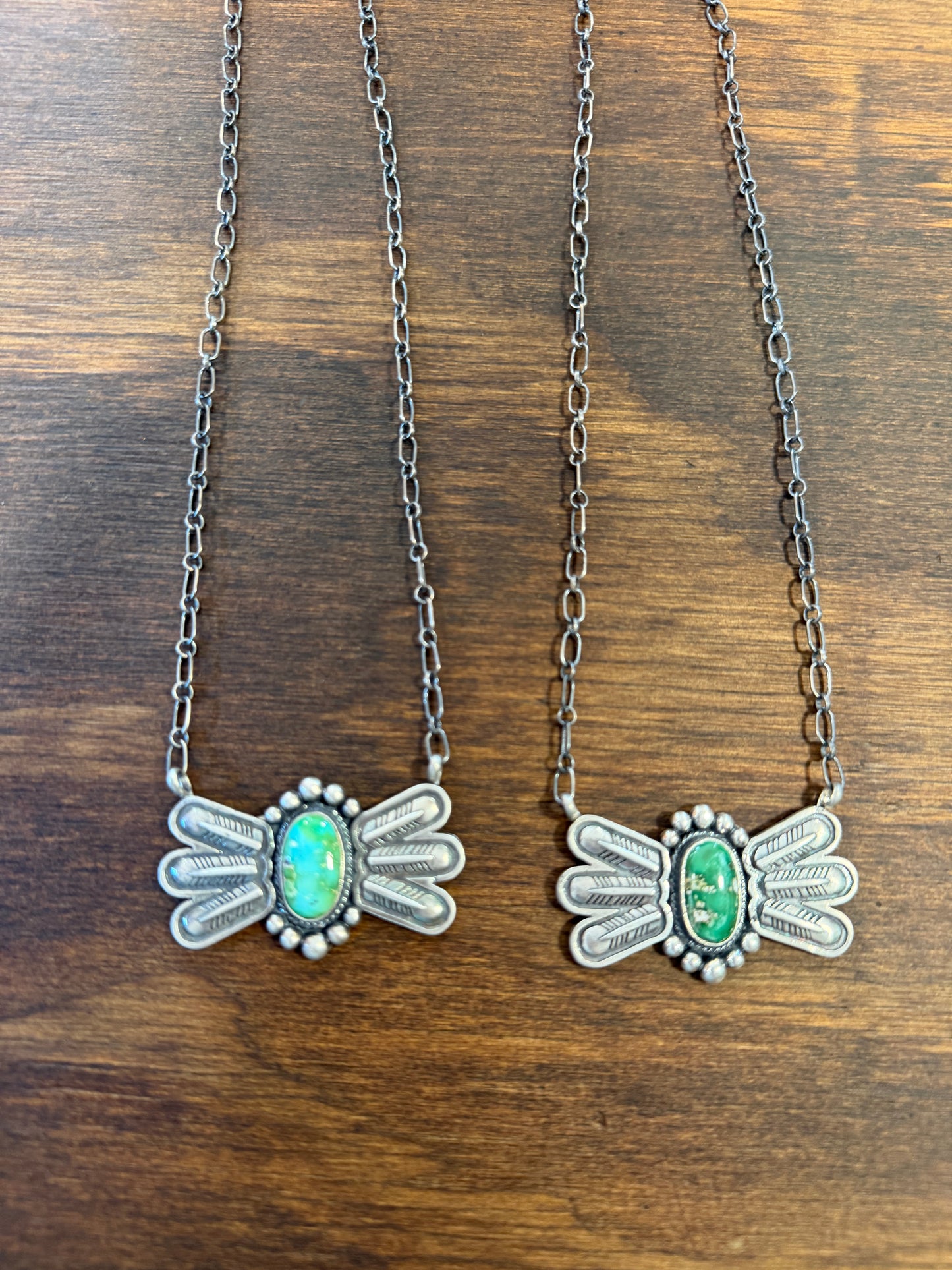 New Sonoran gold turquoise feather bar necklace