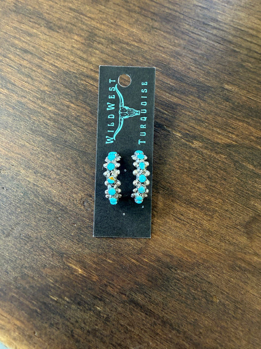 New medium turquoise snake eye 1/2 hoop earrings