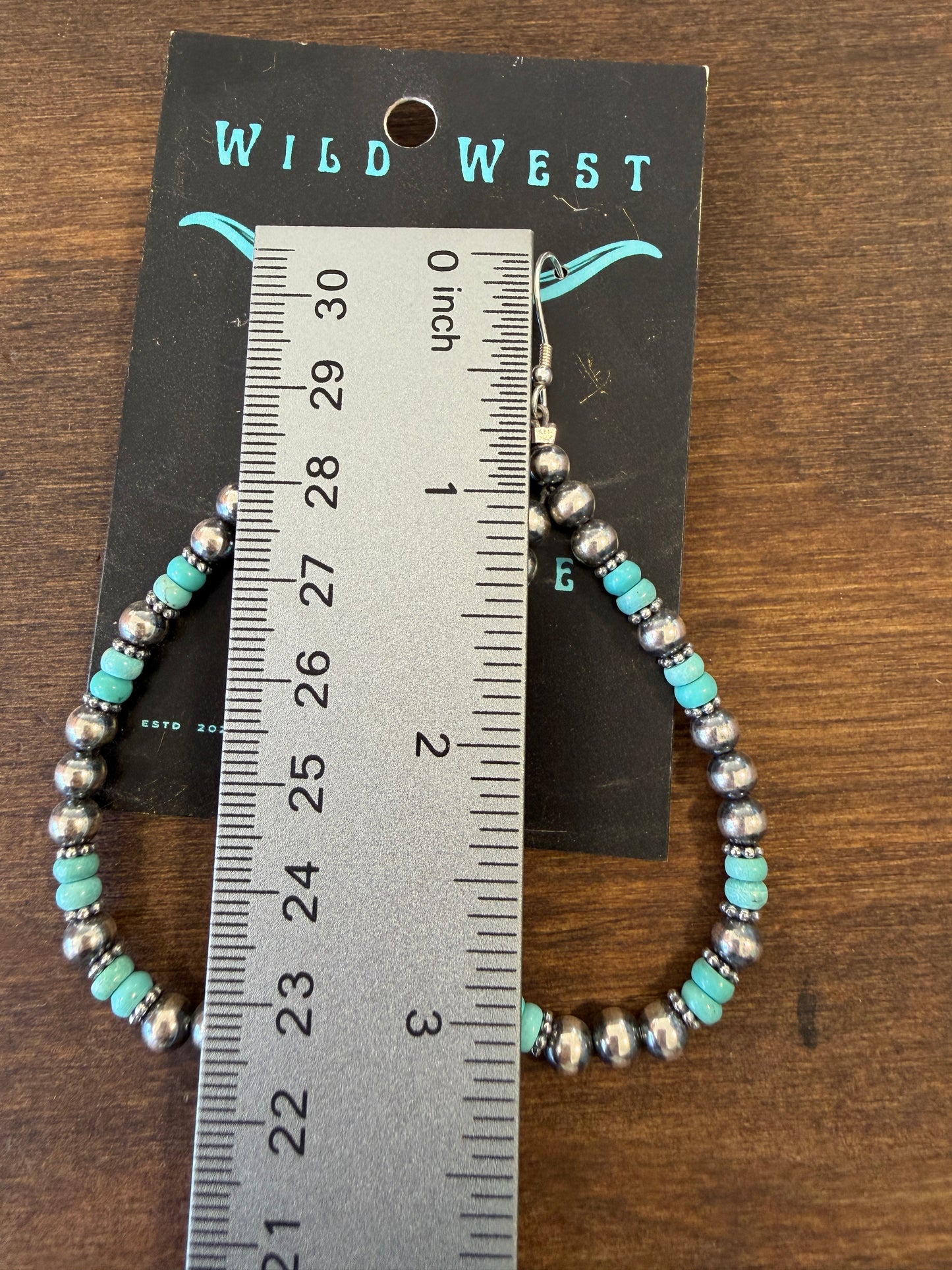 New large turquoise and silver pearl teardrop hoop earrings