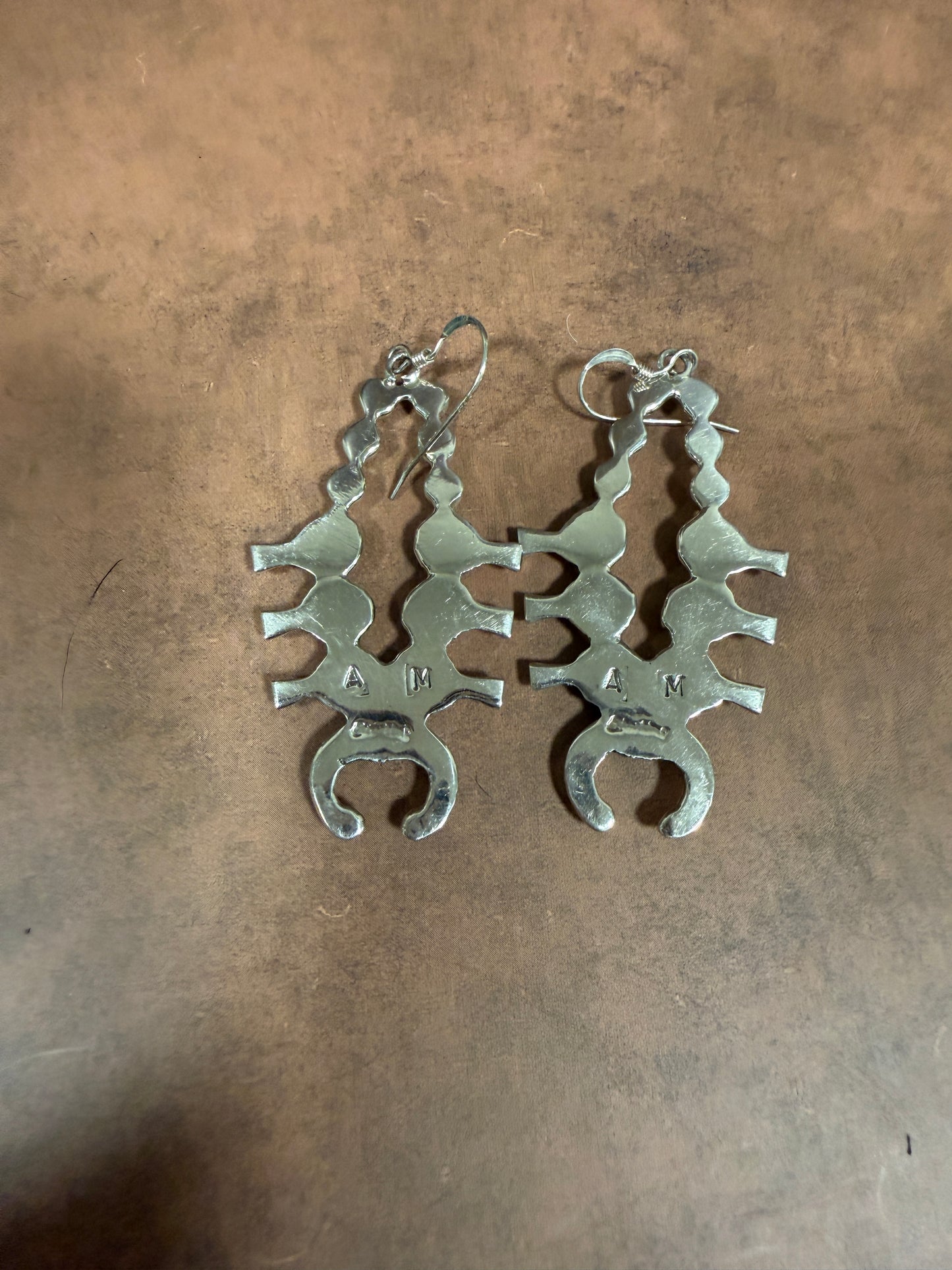New silver squash blossom dangle earrings