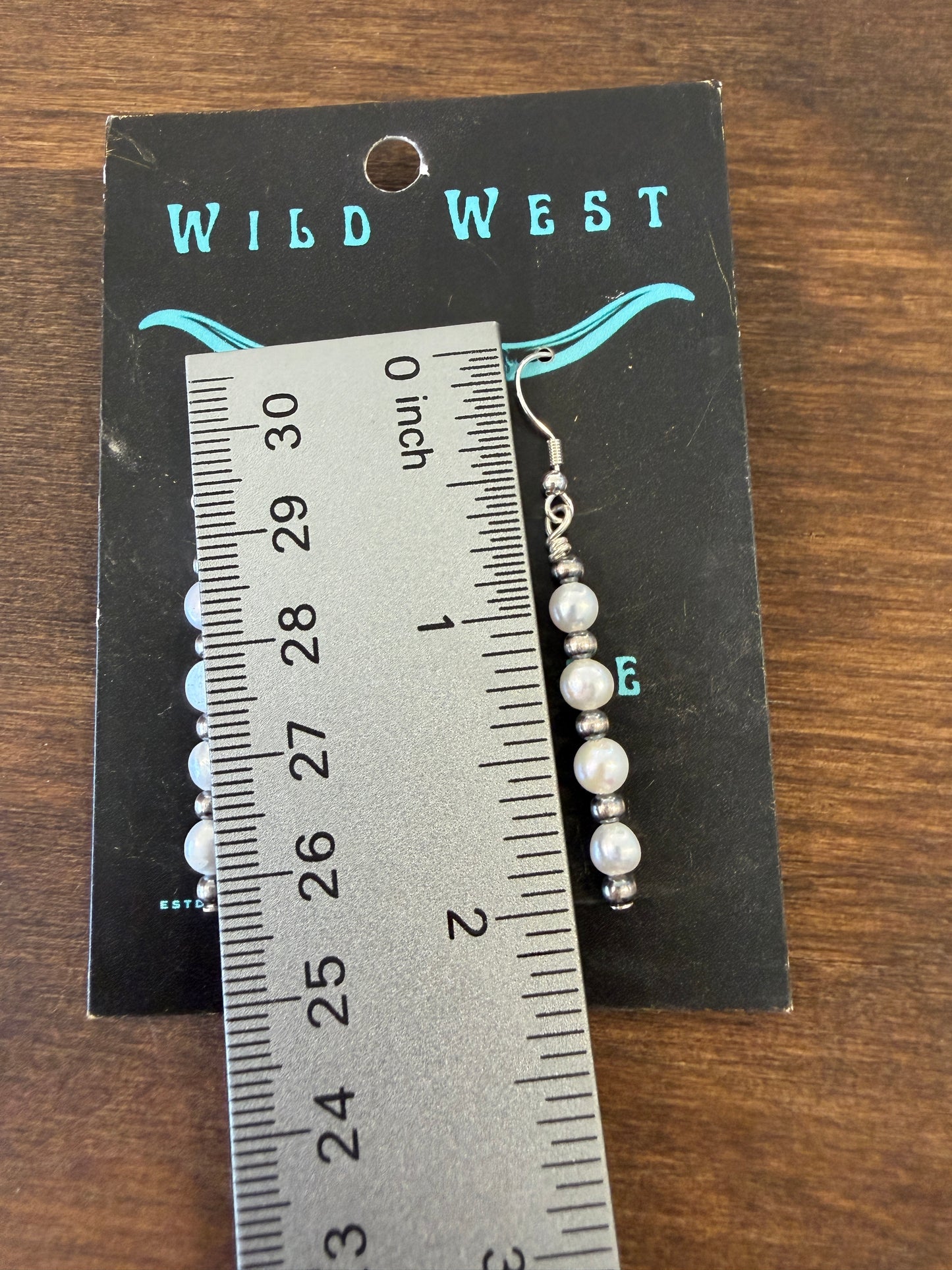 New 3mm sterling silver and white freshwater pearl straight dangle earrings