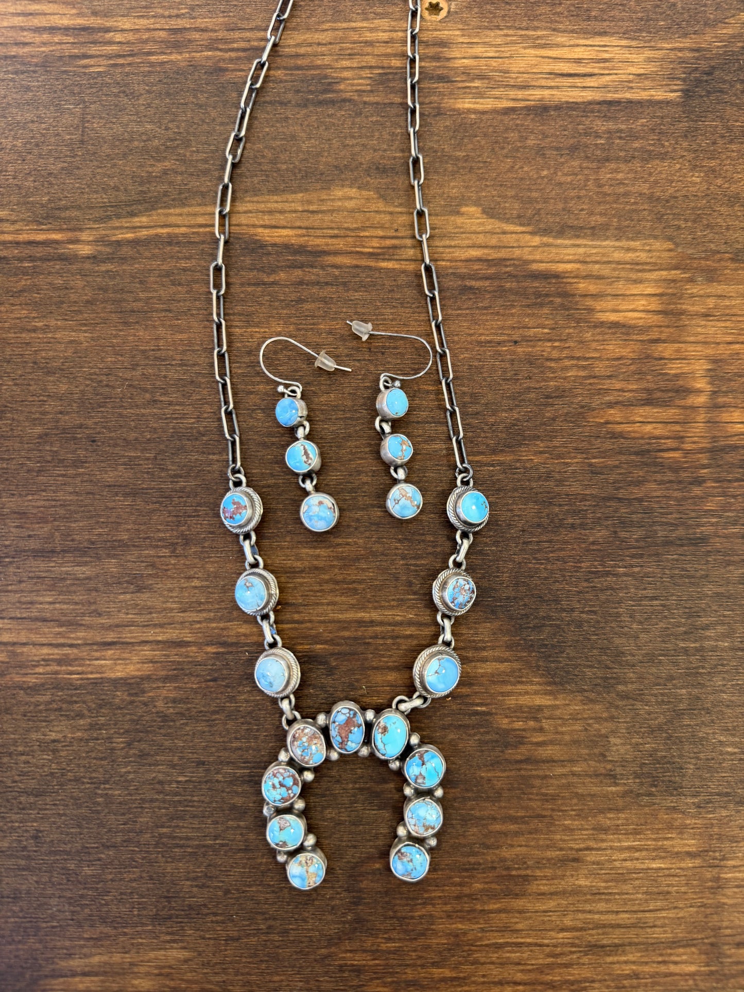 New mini golden hills turquoise necklace and earrings set