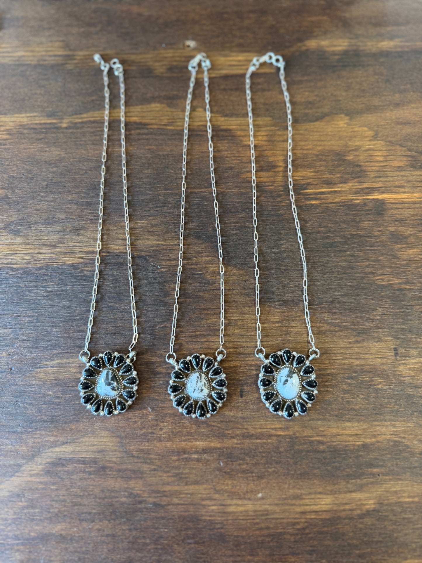 New white buffalo and black onyx cluster bar necklace