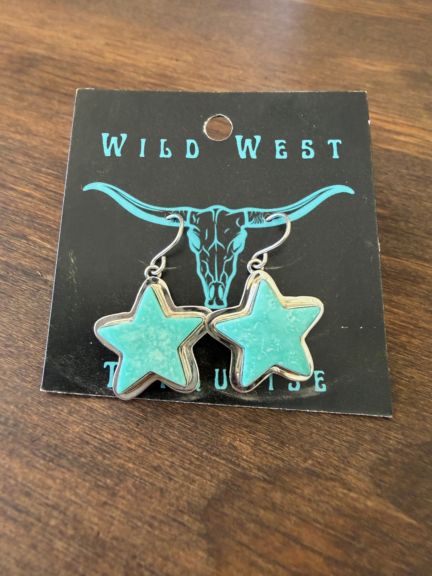 New turquoise star dangle earrings