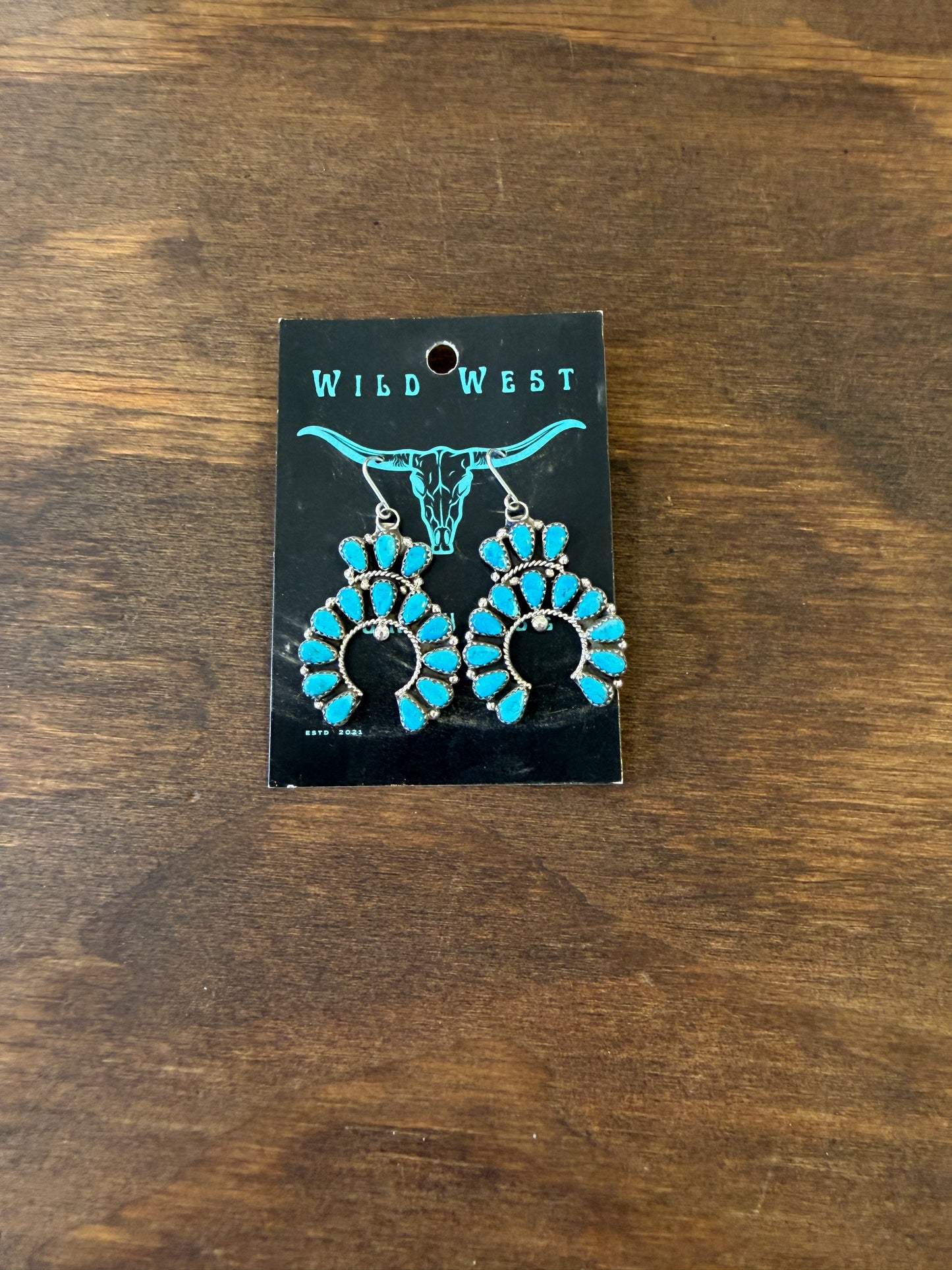 New large turquoise naja cluster dangle earrings