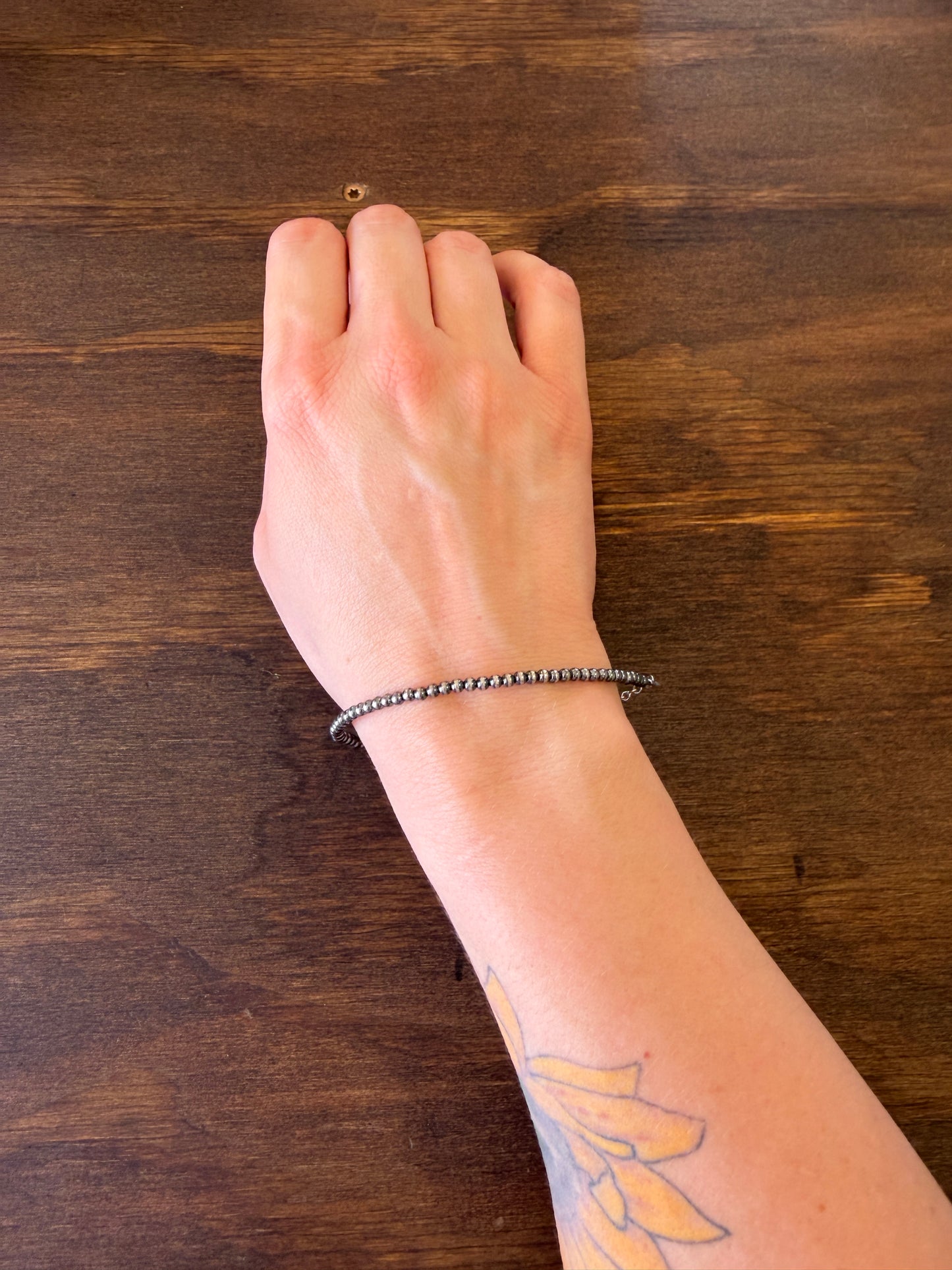 New 3mm silver pearl bracelet
