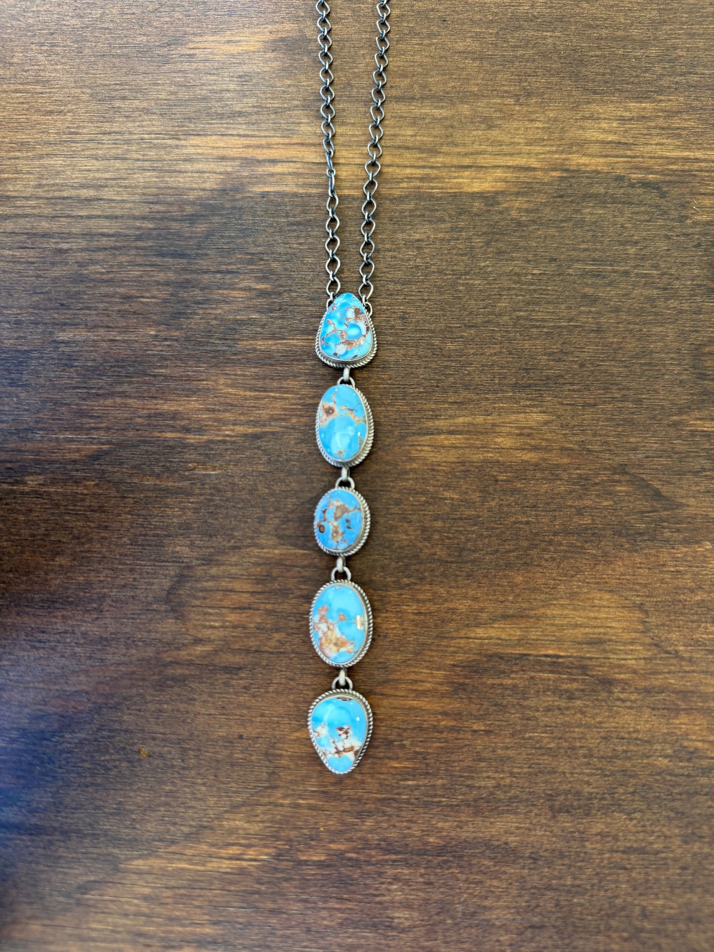 New golden hills turquoise lariat drop style necklace