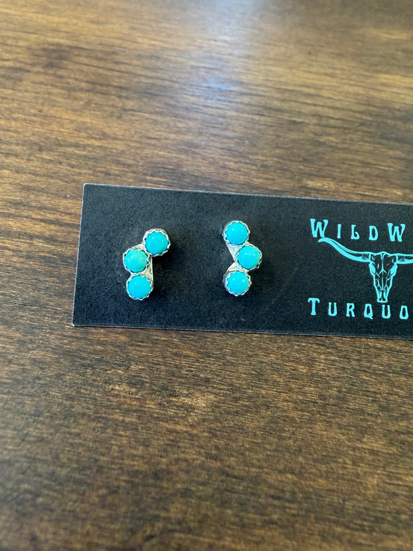 New 3 stone turquoise stud earrings