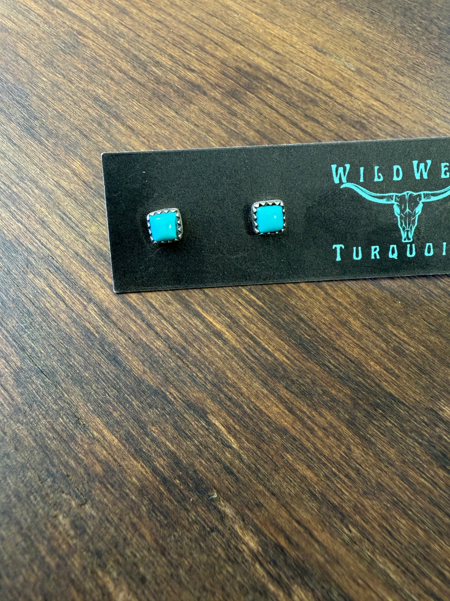 New turquoise square stud earrings