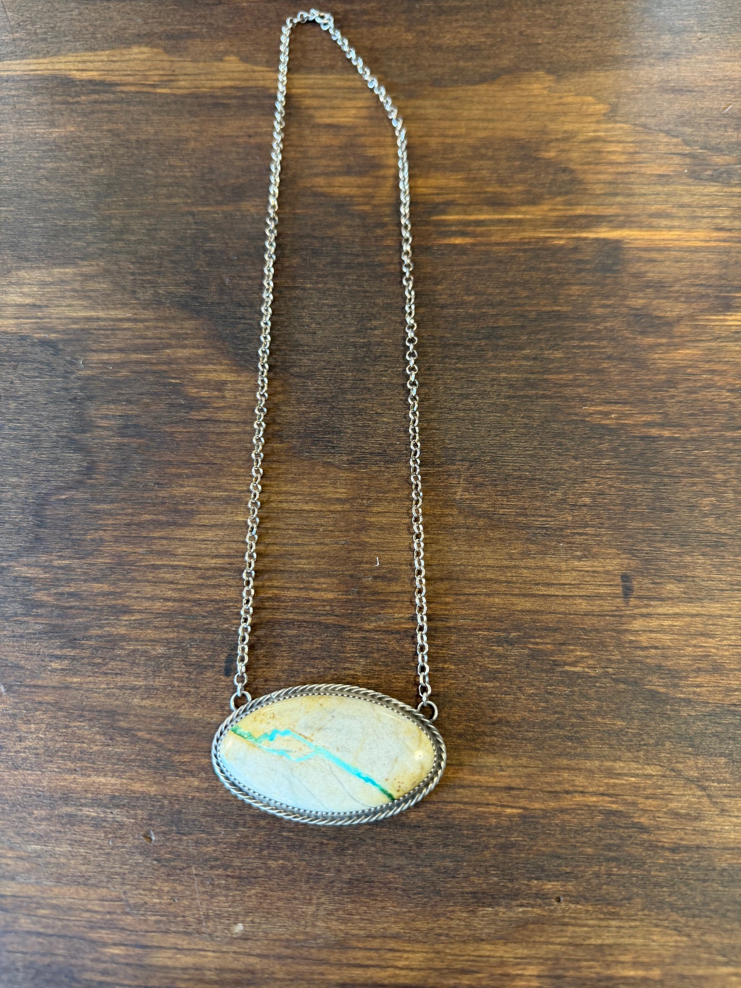 New ribbon mountain turquoise large bar necklace