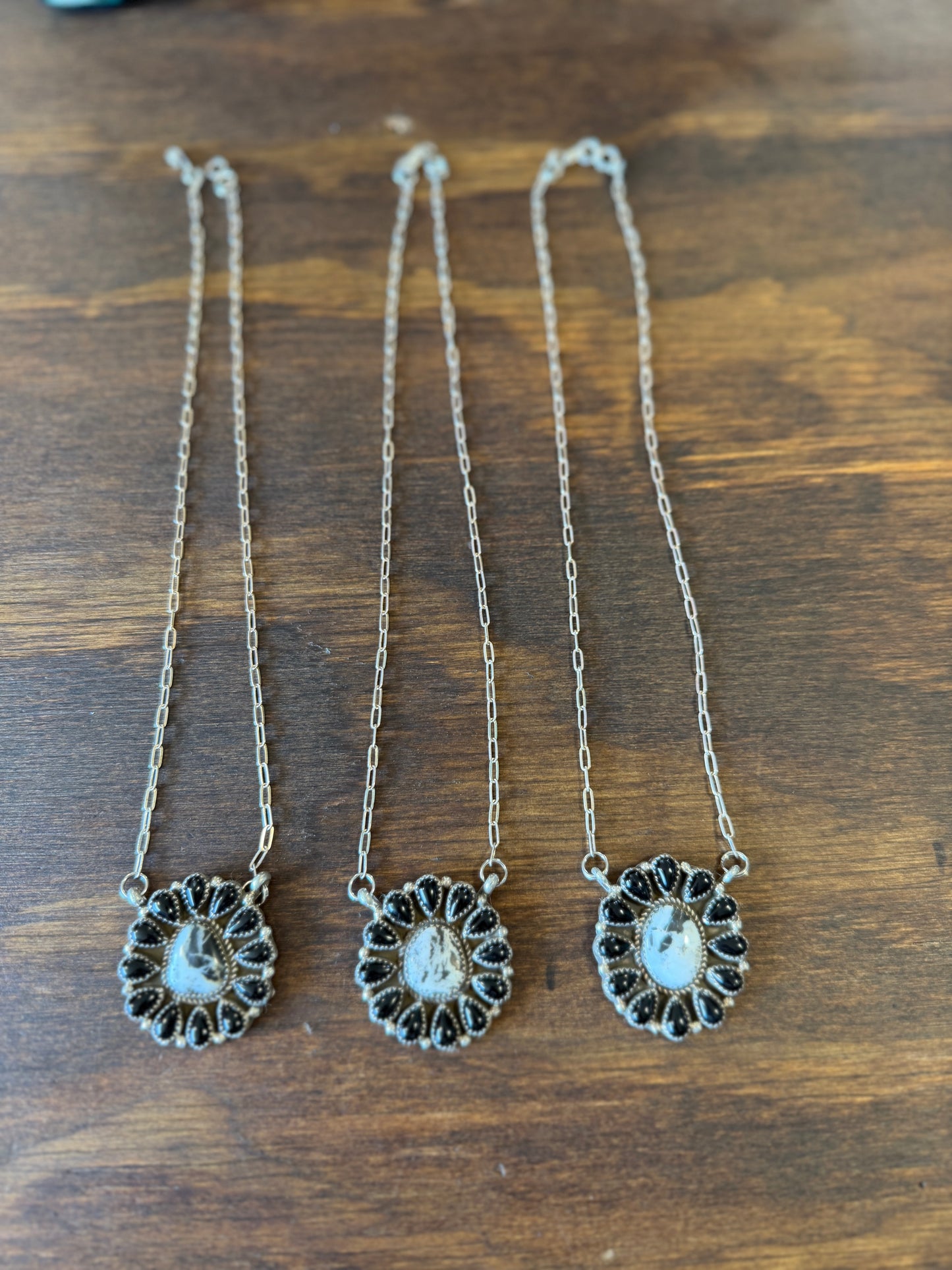 New white buffalo and black onyx cluster bar necklace