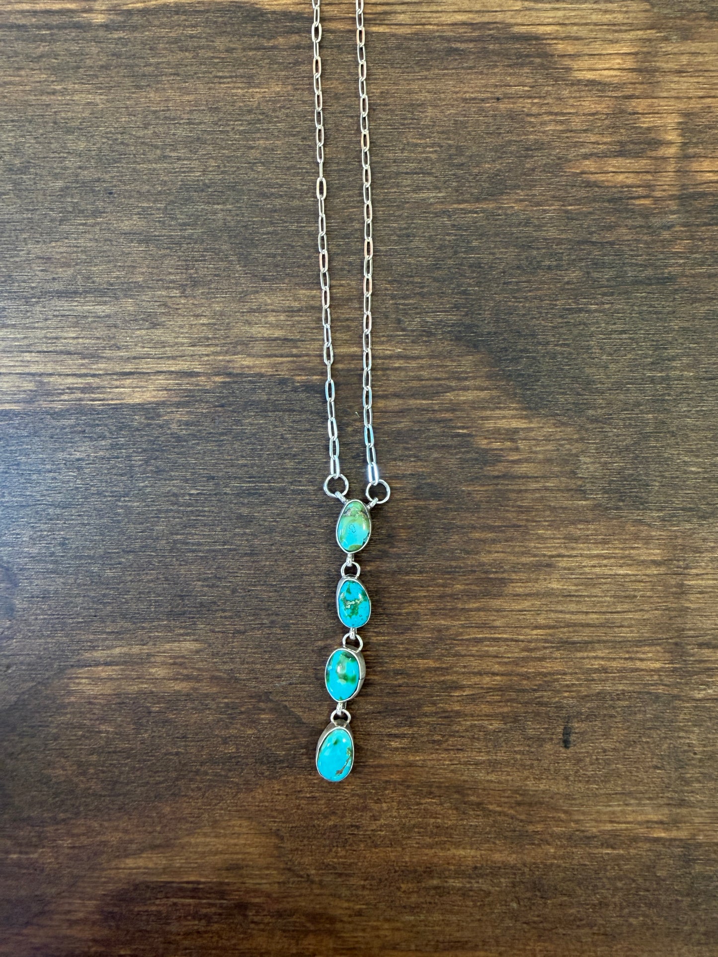 New Sonoran gold turquoise lariat drop style necklace
