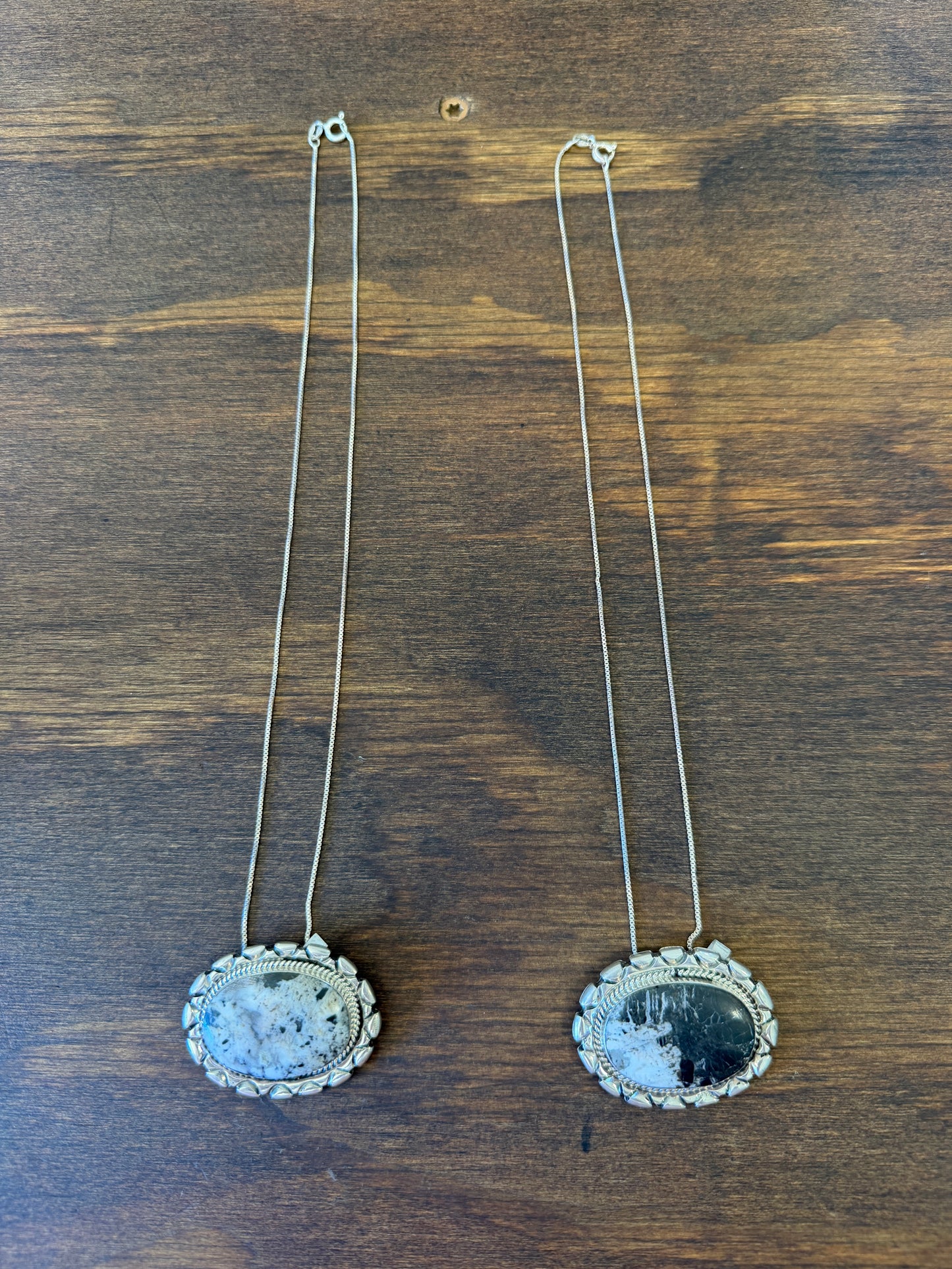 New large white buffalo oval bar necklace on chain