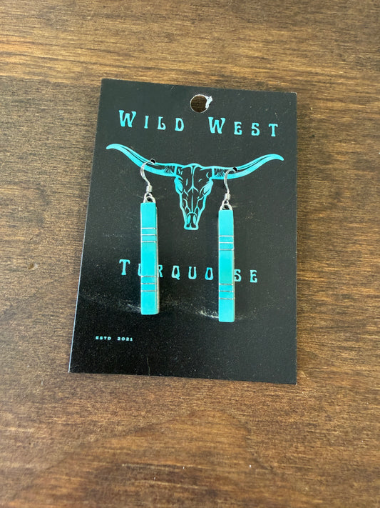 New turquoise inlay bar earrings