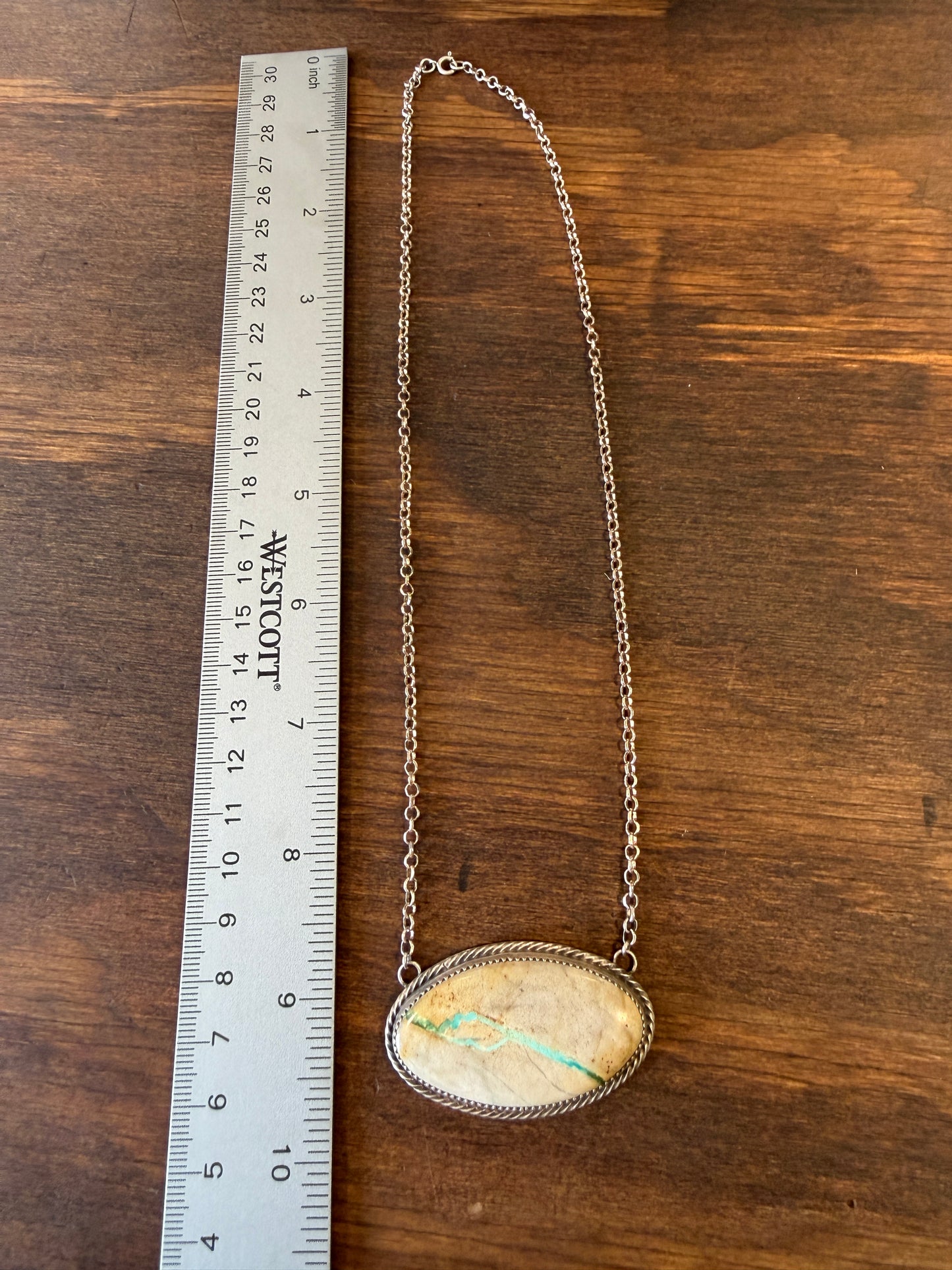 New ribbon mountain turquoise large bar necklace