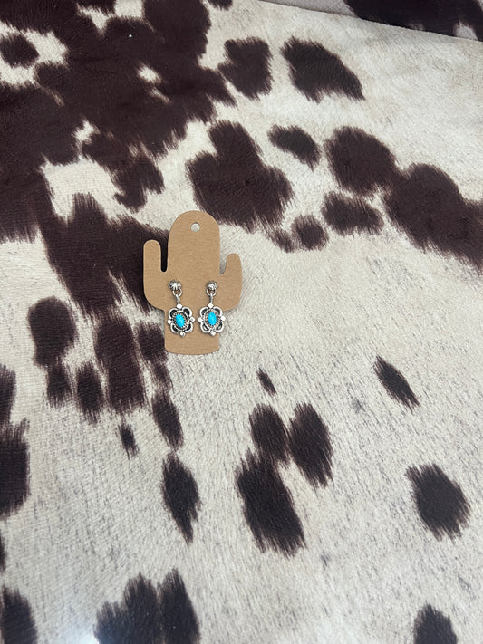 New turquoise dangle mirror shape earrings