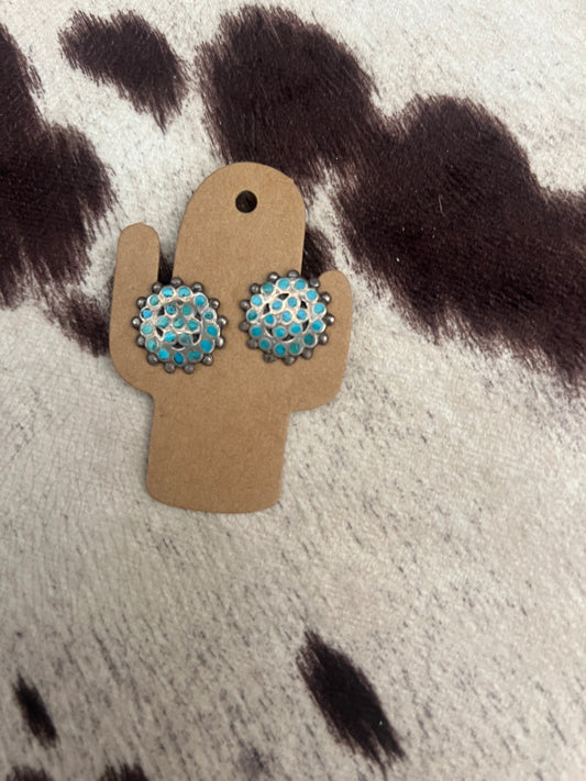 Vintage turquoise Dishta style snap back earrings