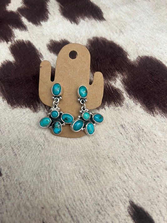 New turquoise cluster dangle esrrings