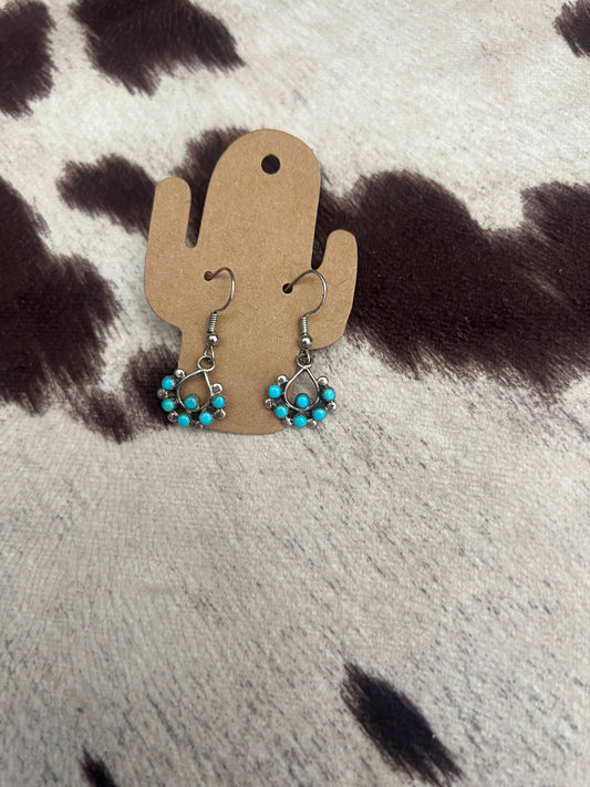 New snake eye turquoise cluster dangle earrings
