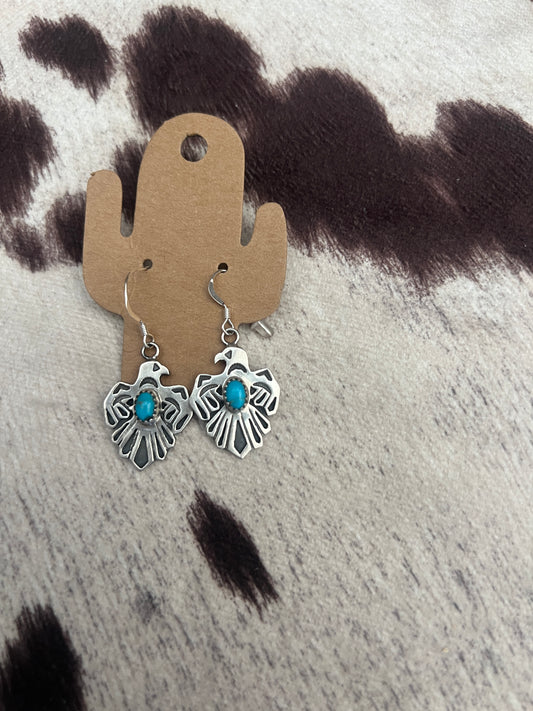 New turquoise thunderbird dangle earrings