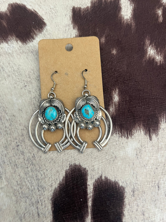 New turquoise leaf Naja dangle earrings