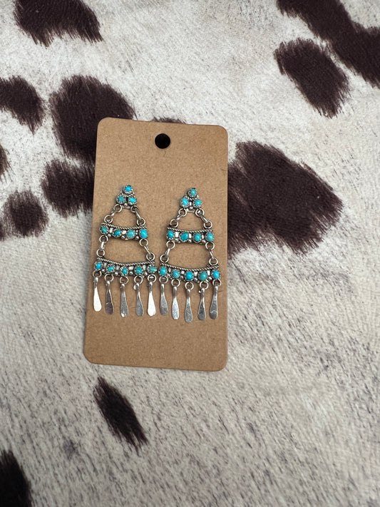 New snake eye turquoise chandelier earrings