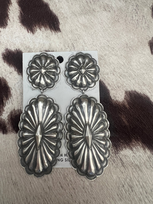 New giant silver concho earrings