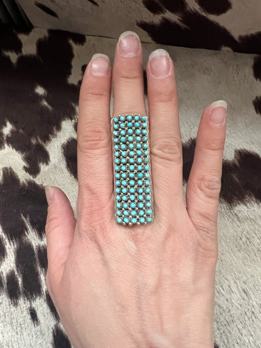 New 75 turquoise snake eye row cluster ring