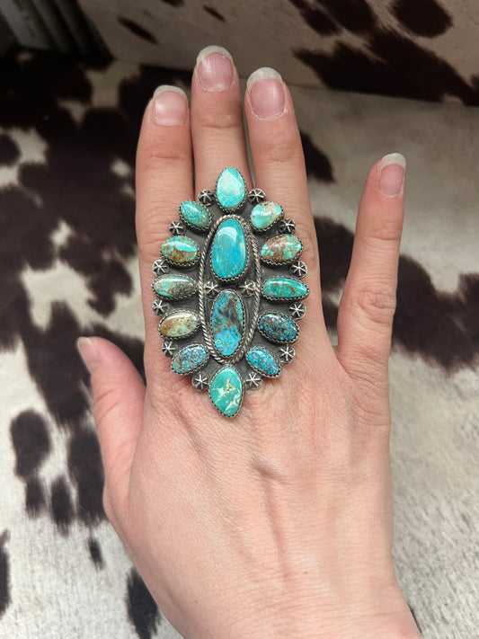 New giant multi mine turquoise cluster ring