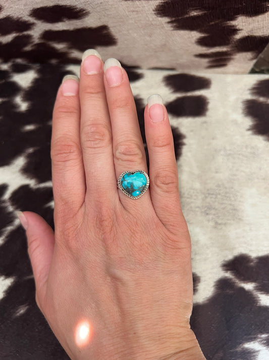 New kingman turquoise heart ring