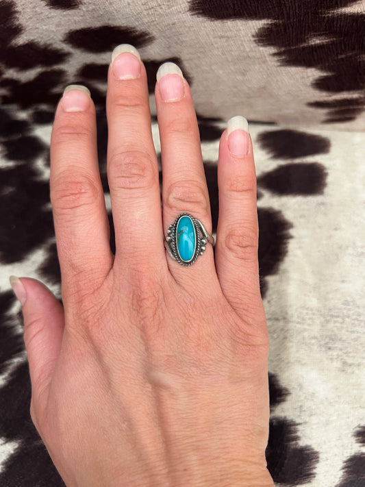 Vintage turquoise dot swirl ring