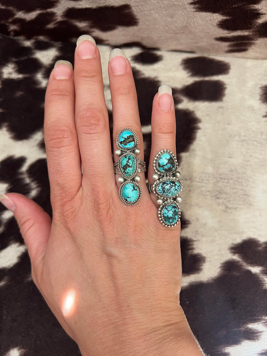 New 3 kingman turquoise ring
