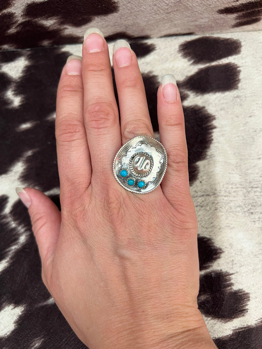 New 3 turquoise cowboy hat ring