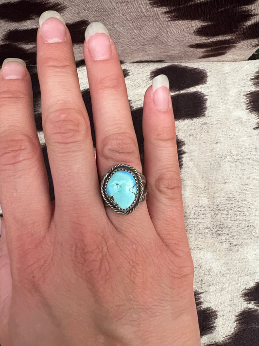 New golden hills turquoise wide band ring