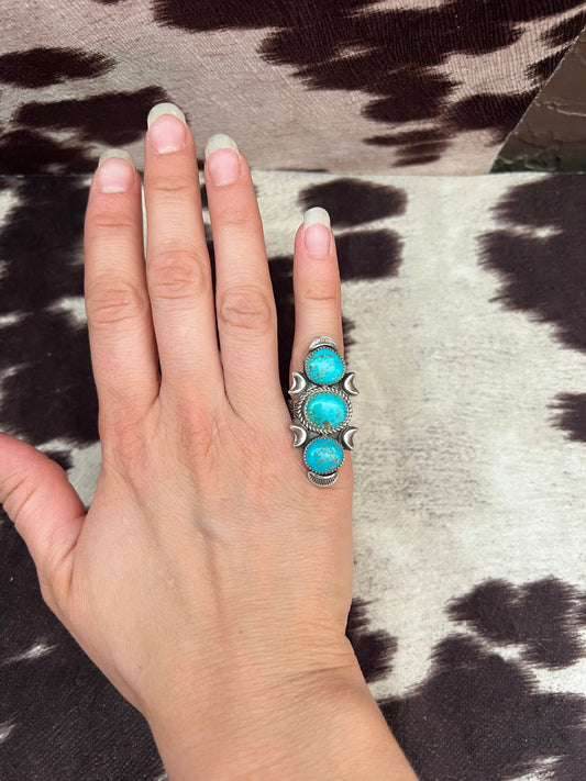 New 3 turquoise scallop edge ring