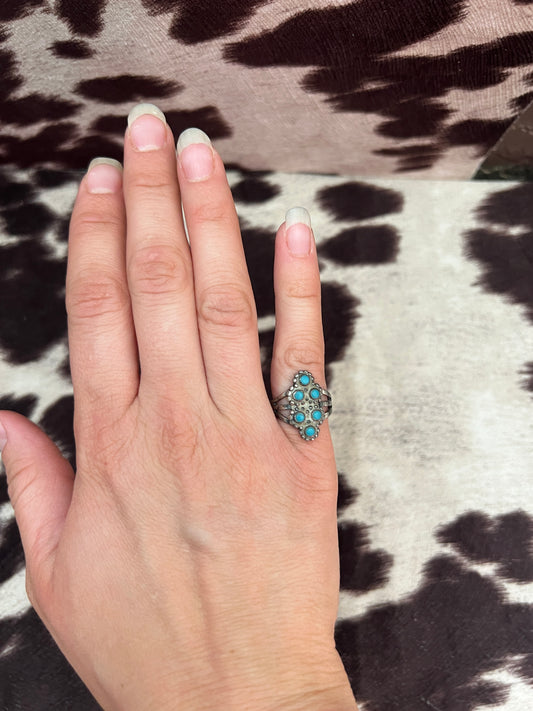 Vintage turquoise snake eye cluster ring