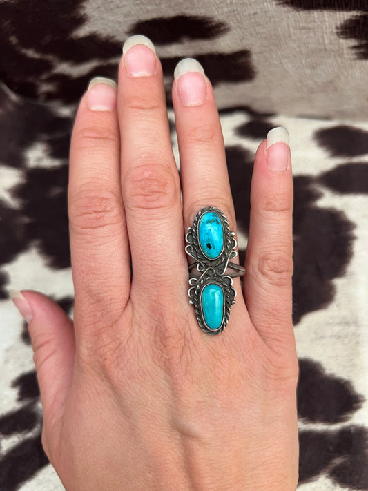 Vintage 2 turquoise swirl ring