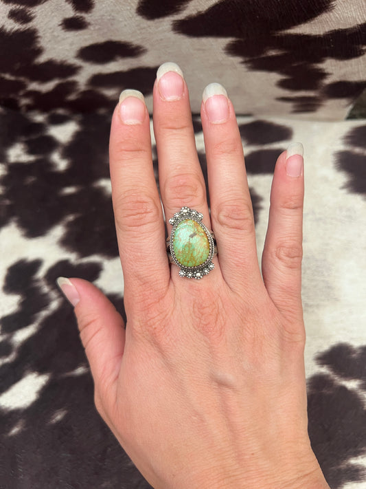 New green turquoise dot ring