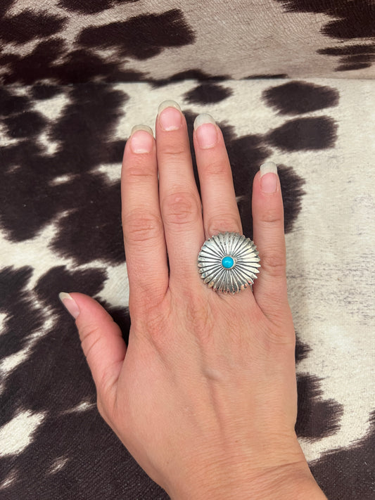 New turquoise concho ring