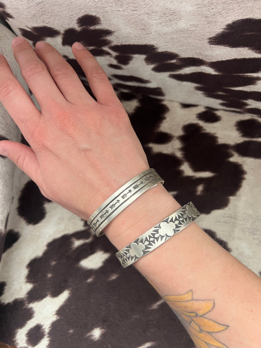 New thick silver stamped women’s cuff