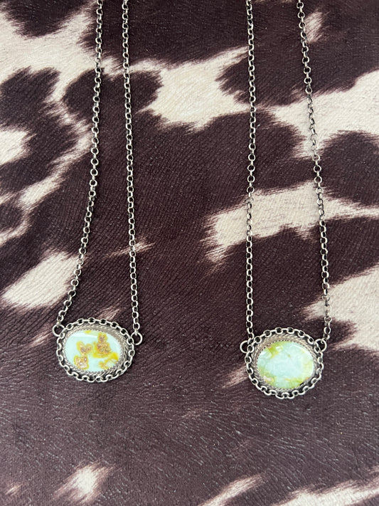 New palomino turquoise chain bar necklace