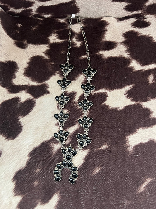 New black onyx mini squash blossom style necklace