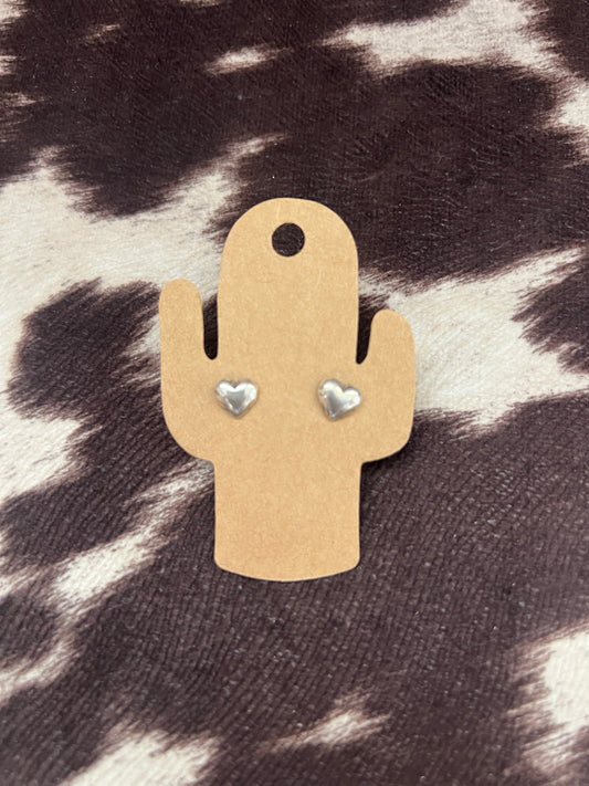 New silver heart stud earrings