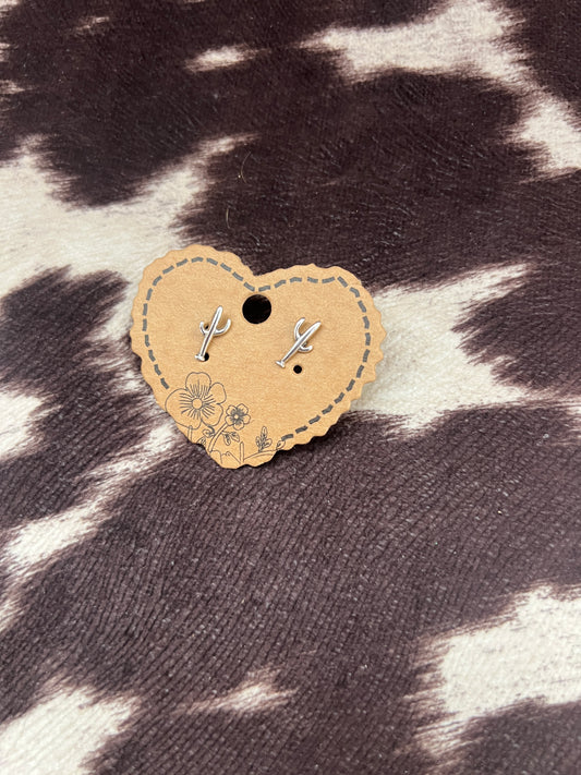 New saguaro cactus silver stud earrings