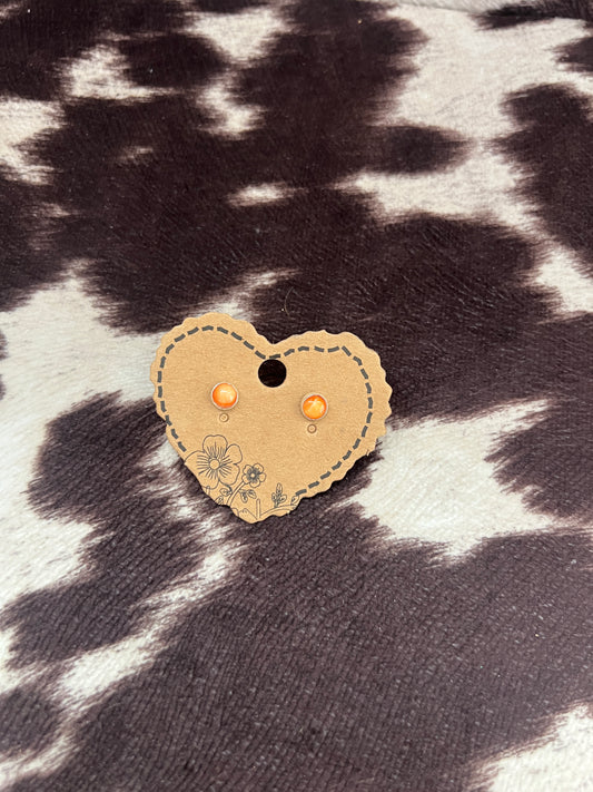 New orange spiny oyster stud earrings