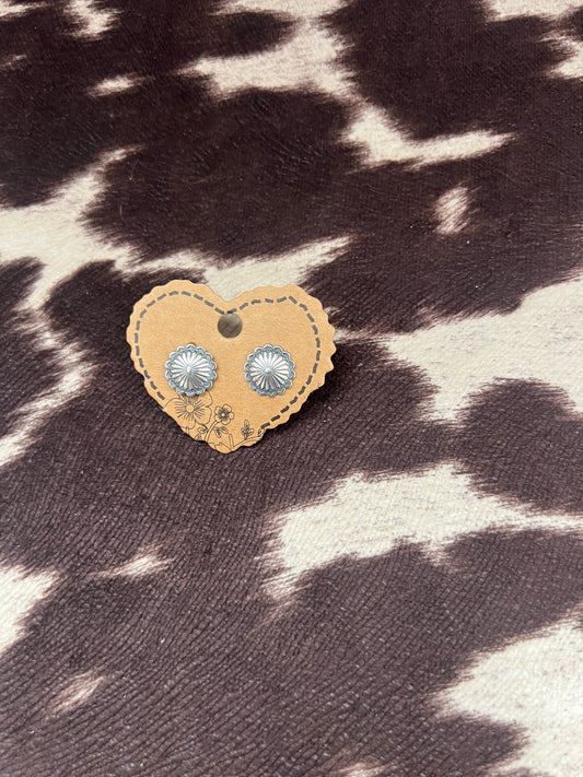 New silver concho stud earrings