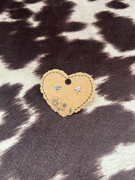 New chip inlay turquoise micro star stud earrings